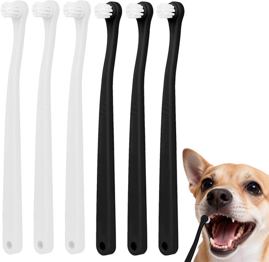 6 Pcs Puppy Tooth Brushing Kit, Small Dog and Cat Toothbrush Kit Mini Head Soft Nylon Bristles Portable Pet Tooth Brush Travel-Friendly Puppy Dog Toothbrush Deep Clean for Small Dogs Cats