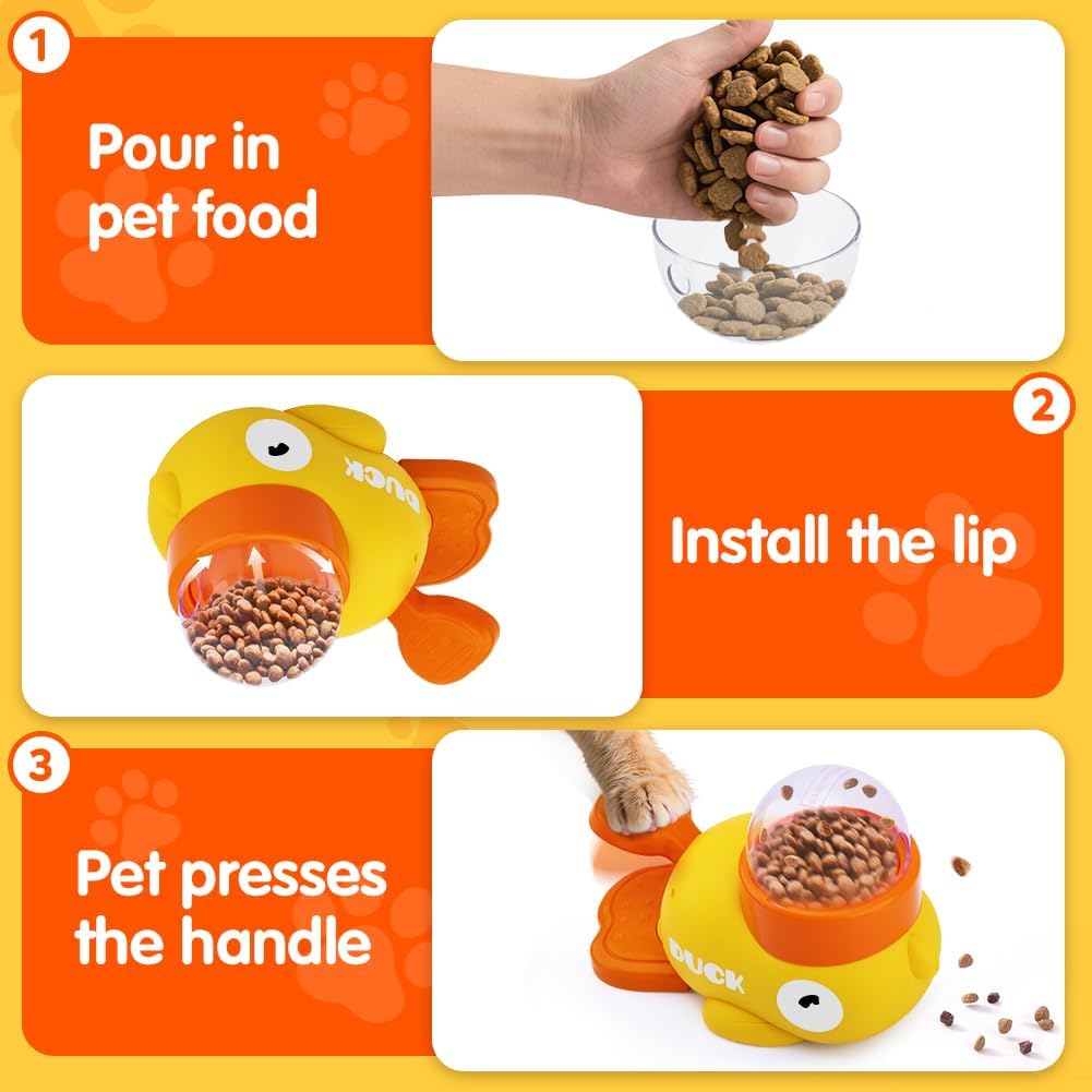 Interactive Cat Treat Dispenser, Slow Feeder Cat Puzzle Toy Duck Shaped Design
