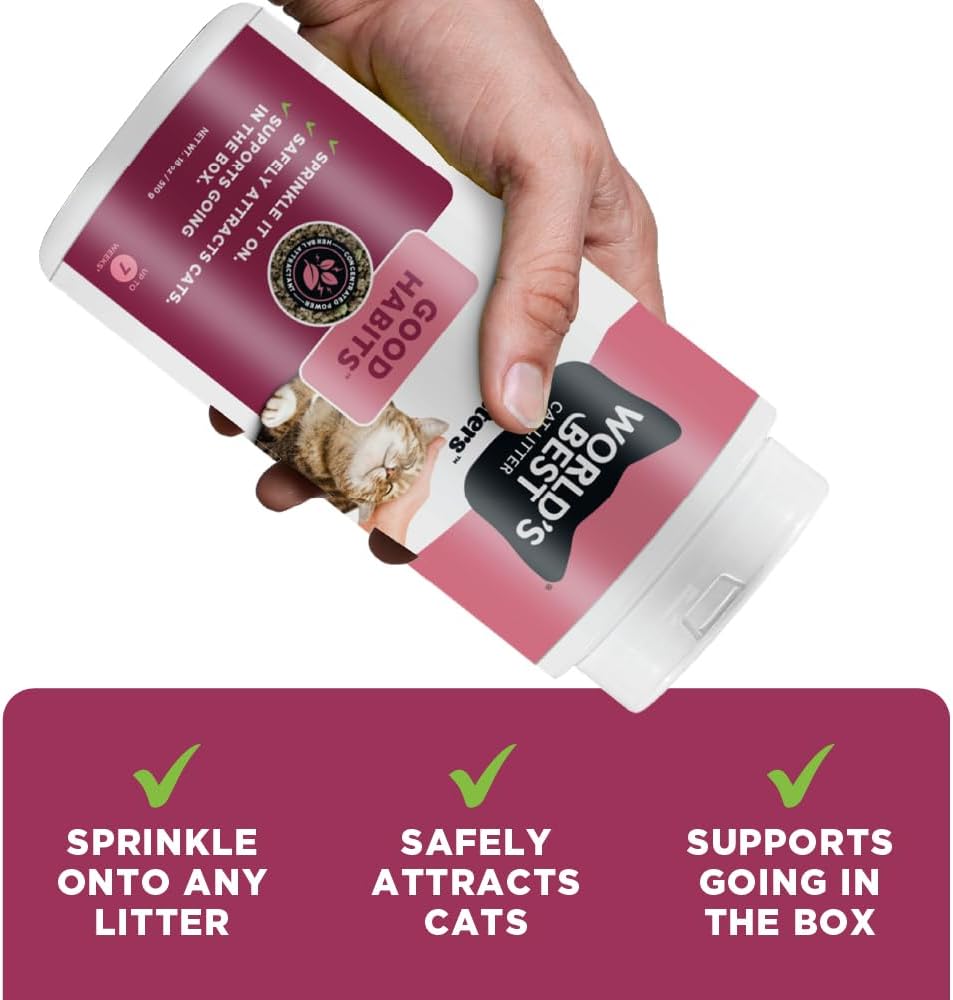 WORLD'S BEST CAT LITTER® Boosters™ Good Habits™ | Natural and Sustainable Cat Litter Additive | Attracts Your Cat to The Litter Box and Helps Avoid Accidents | Plant-Based Attractant | 18 oz Canister