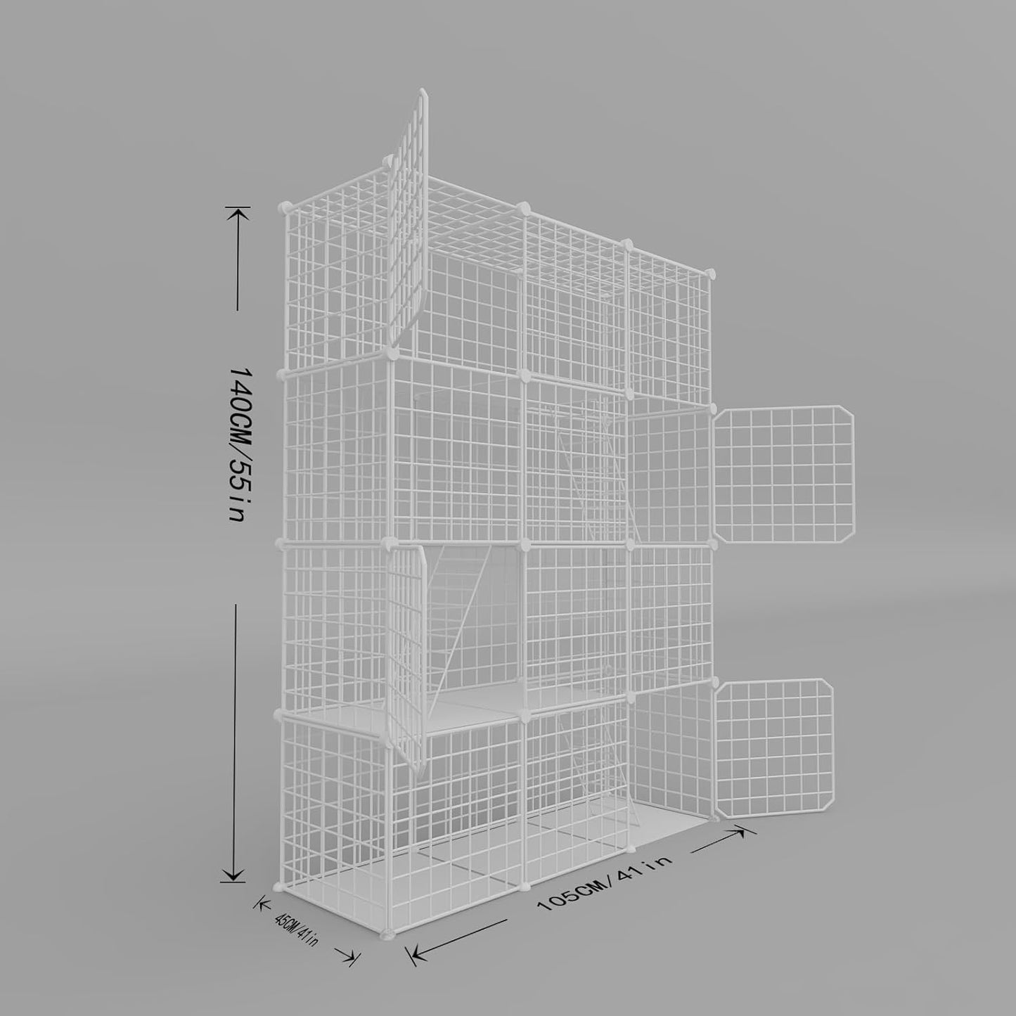 Cat Cages Indoor Enclosure with Plastic Platforms, Cat Playpen Catio Detachable Metal Wire Kennels Cats Crate Large Exercise Place Ideal for 1-3 Cats
