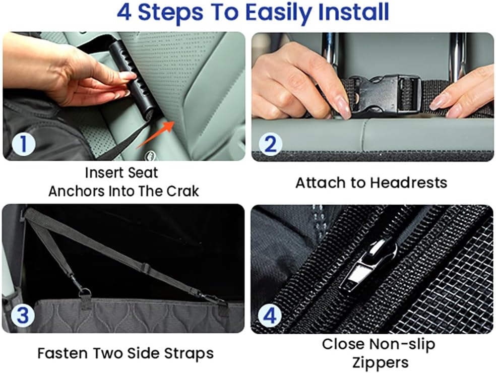 pettycare Dog Car Seat Cover for Back Seat - Hard Bottom Supports 400lbs, with Mesh Window & Non-Slip Bottom, for SUV & Truck (Black)