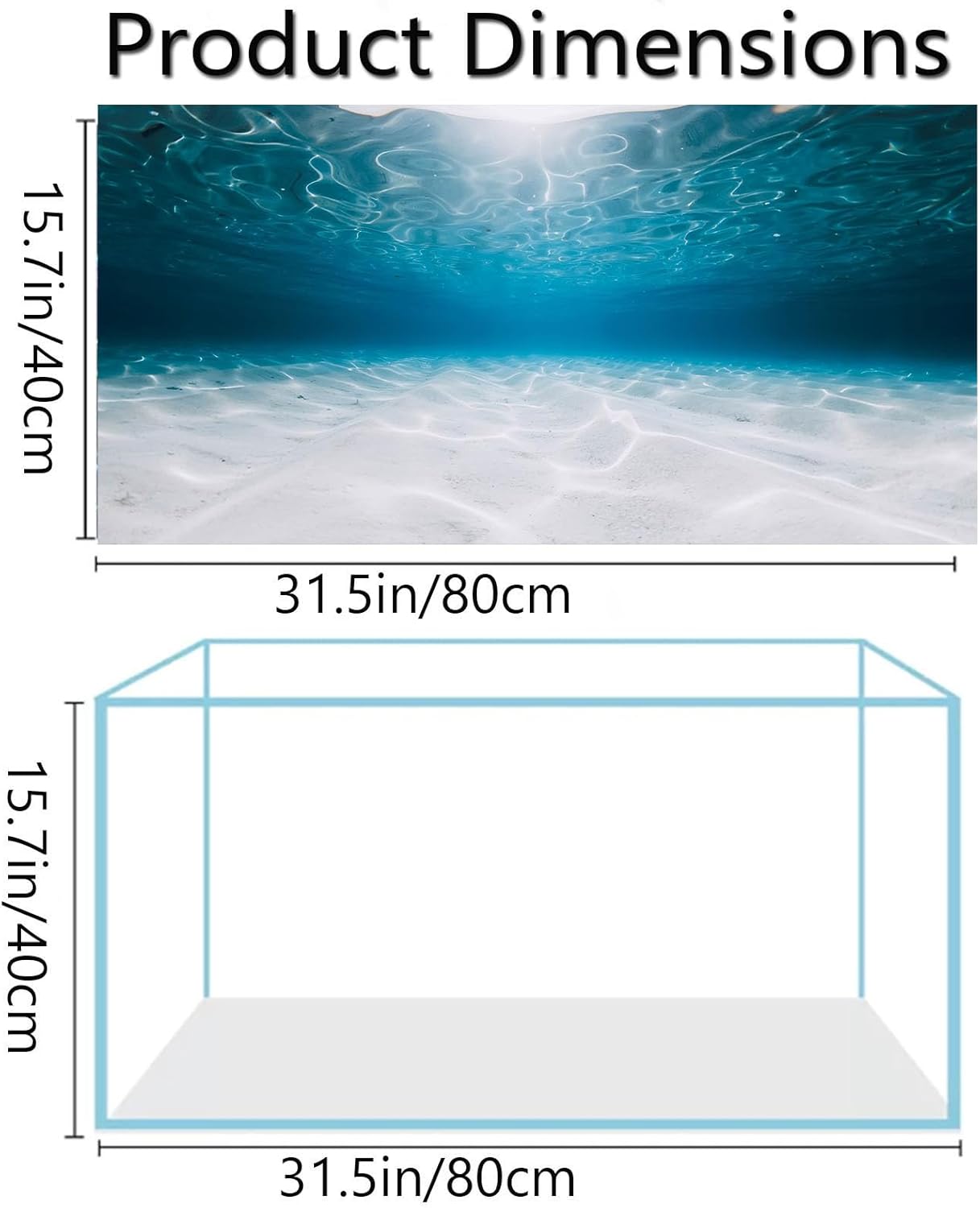 Aquarium Background Poster, Fish Tank Background Sticker, The Shimmering Sea Vibrant Underwater Scenery for Stunning Aquarium Decorations 10 20 Gallon Tank (15.7" x 31.5" in)