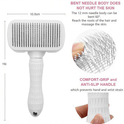 Self Cleaning Slicker Brush, Dog Cat Bunny Pet Grooming Shedding Brush, Easy to Remove Loose Undercoat, Pet Massaging Tool Suitable for Pets with Long or Short Hair (White)