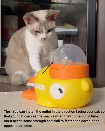 Cat Puzzle Treat Dispenser, Puzzle Feeder Dog Treat Dispenser Toy, Duck Pet Feeder, Slow Feeder Dog Bowls, 3 Sizes of Lids, Duck Treat Dispenser, IQ Training and Exercise for Cats and Dogs