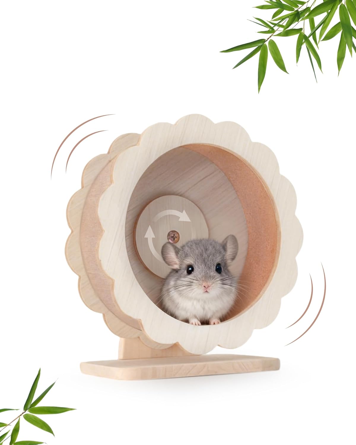 Wooden Hamster Wheel,10/12 Inch Silent Exercise Running Wheel,Cute Rat Wheel,Mouse Wheel, Durable Small Pet Toy for Dwarf Hamsters,Gerbils, Mice, Chinchillas, Hedgehogs,Guinea,rueda para hámster