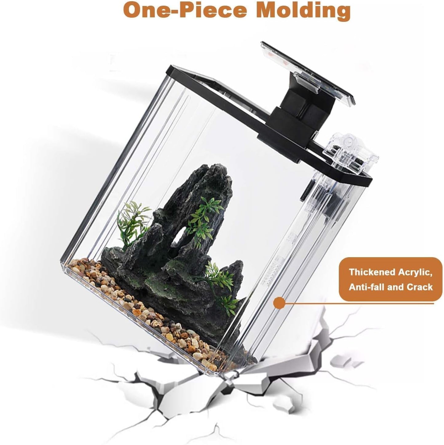 GarveeLife 2.6 Gallon Small Fish Tank, Betta Fish Tank kit with LED Light, Oxygen Generator, Fish Tank Starter Kits for Beta,Goldfish