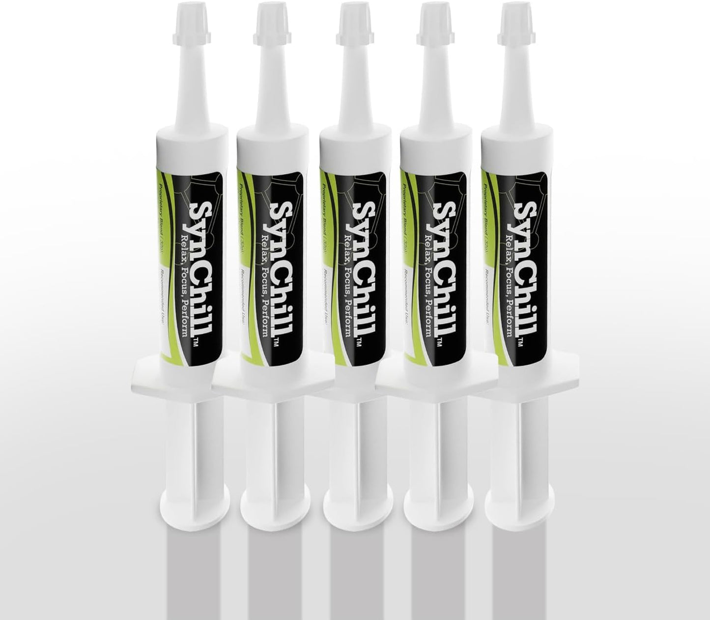 SynChill Oral Horse Supplement Gel, 100% Natural Nutritional Support, Helps Maintain Focus & Composure, Trusted by Equine Professionals, Drug-Free & Made in USA - 5 Pack