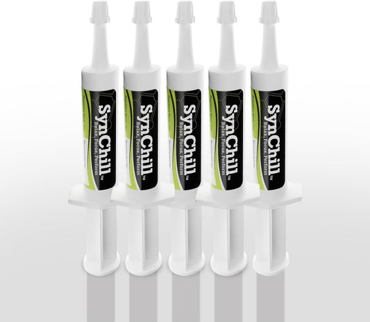 SynChill Oral Horse Supplement Gel, 100% Natural Nutritional Support, Helps Maintain Focus & Composure, Trusted by Equine Professionals, Drug-Free & Made in USA - 5 Pack