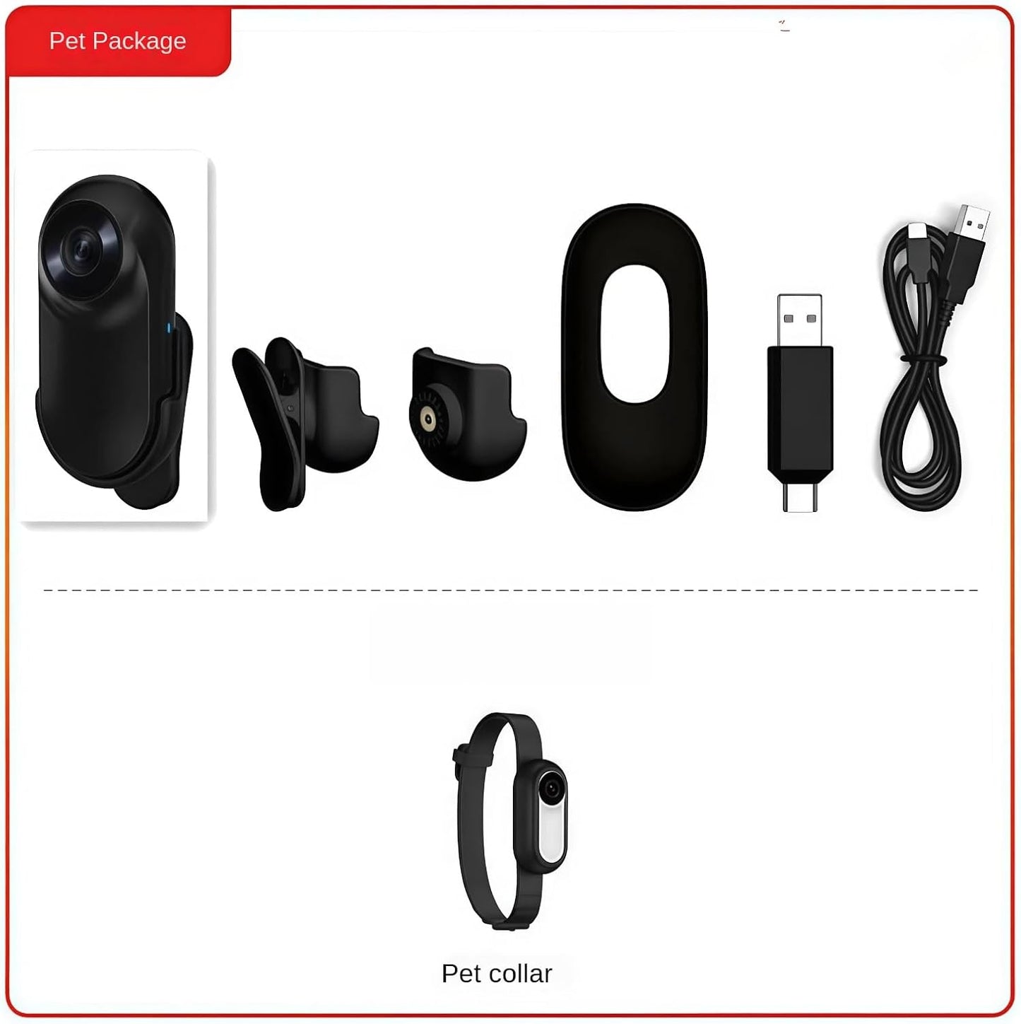 1080P Pet Camera Collar, HD Wearable Action Cam for Cats & Small Dogs - Wireless Mini Body Camera with Wide Angle, Adjustable Mount for Collar, Helmet, Bike (No WiFi Needed)