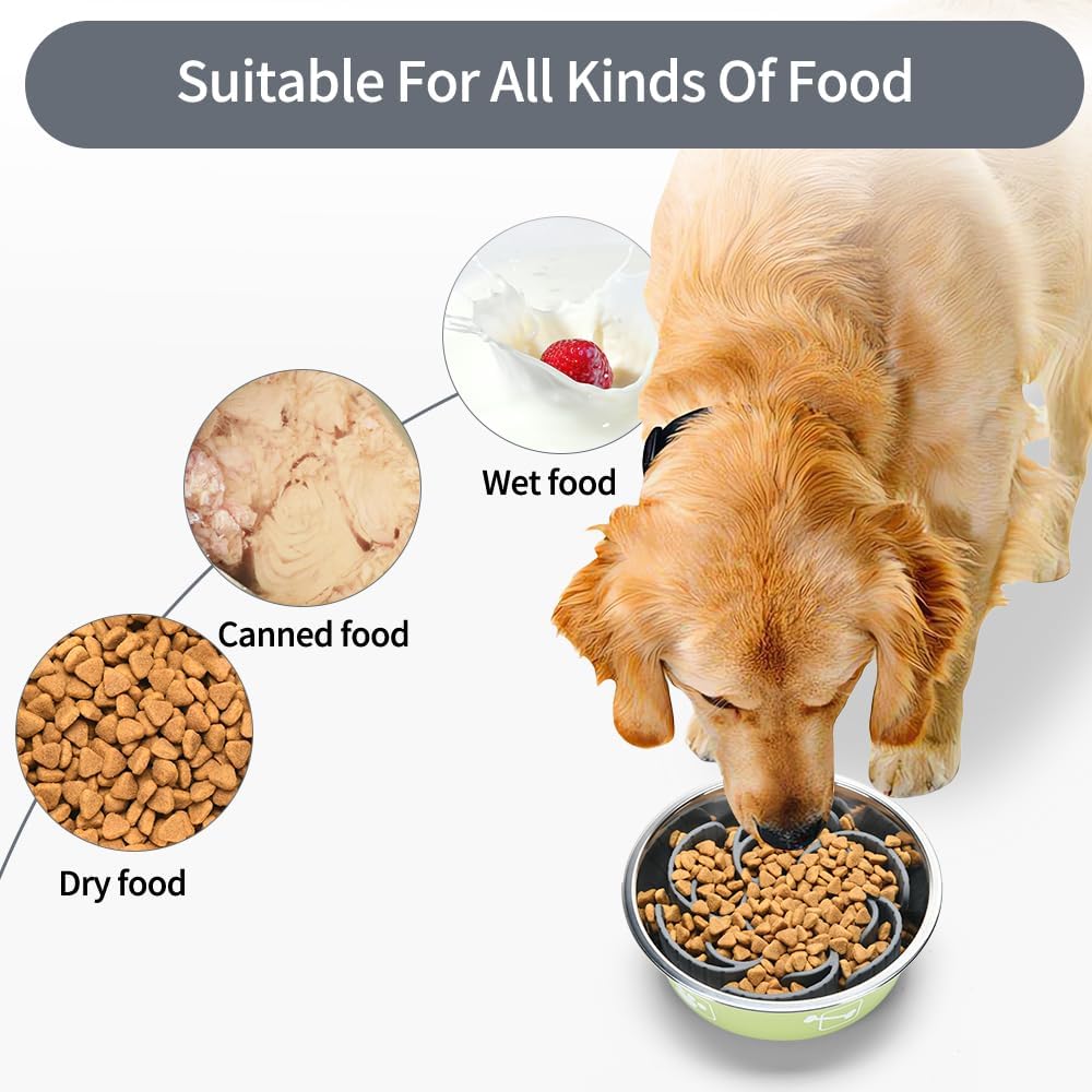 Slow Feeder Dog Bowls Insert,Third Generation upgradedSuper Firm Eating Bowl（Cuttable） for Large Breed and Medium Small Size Compatible with Regular Elevated Metal Glass Dog Bowl (Gray)