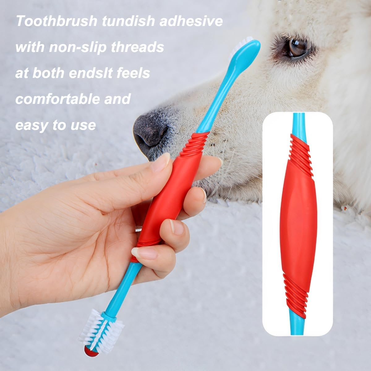 2 Pcs Dog Toothbrush Double Headed pet Toothbrush Soft 360 Degree Dog Tooth Brush Double-Headed Design Brush Head for Small and Large Dogs Cats Puppy Teeth Cleaning