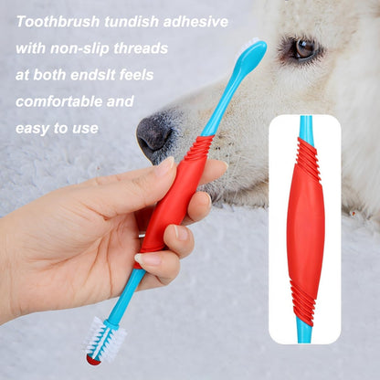 2 Pcs Dog Toothbrush Double Headed pet Toothbrush Soft 360 Degree Dog Tooth Brush Double-Headed Design Brush Head for Small and Large Dogs Cats Puppy Teeth Cleaning