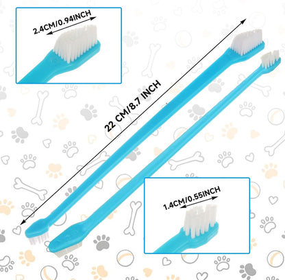 200 Pcs Dog Toothbrush Dual Headed Dental Brushes Puppy Tooth Brushing Kit Long Handle Toothbrush for Small to Large Dog, Cat, Puppy & Kitten, 10 Colors