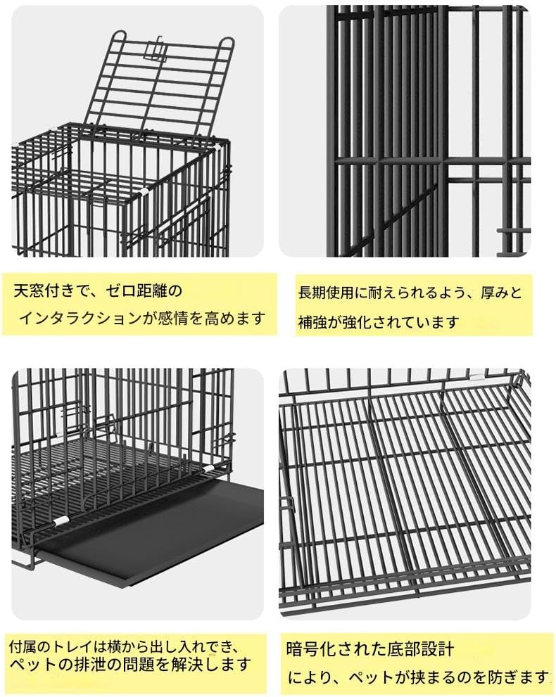 Foldable Metal Dog Kennel with Removable Leak-Proof Tray & Secure Lock - Portable Puppy Cage for Small Dogs, Cats, Rabbits | Travel Crate for Training, Home, Car, 19.6 * 13.4 * 16.1 Inch (White)