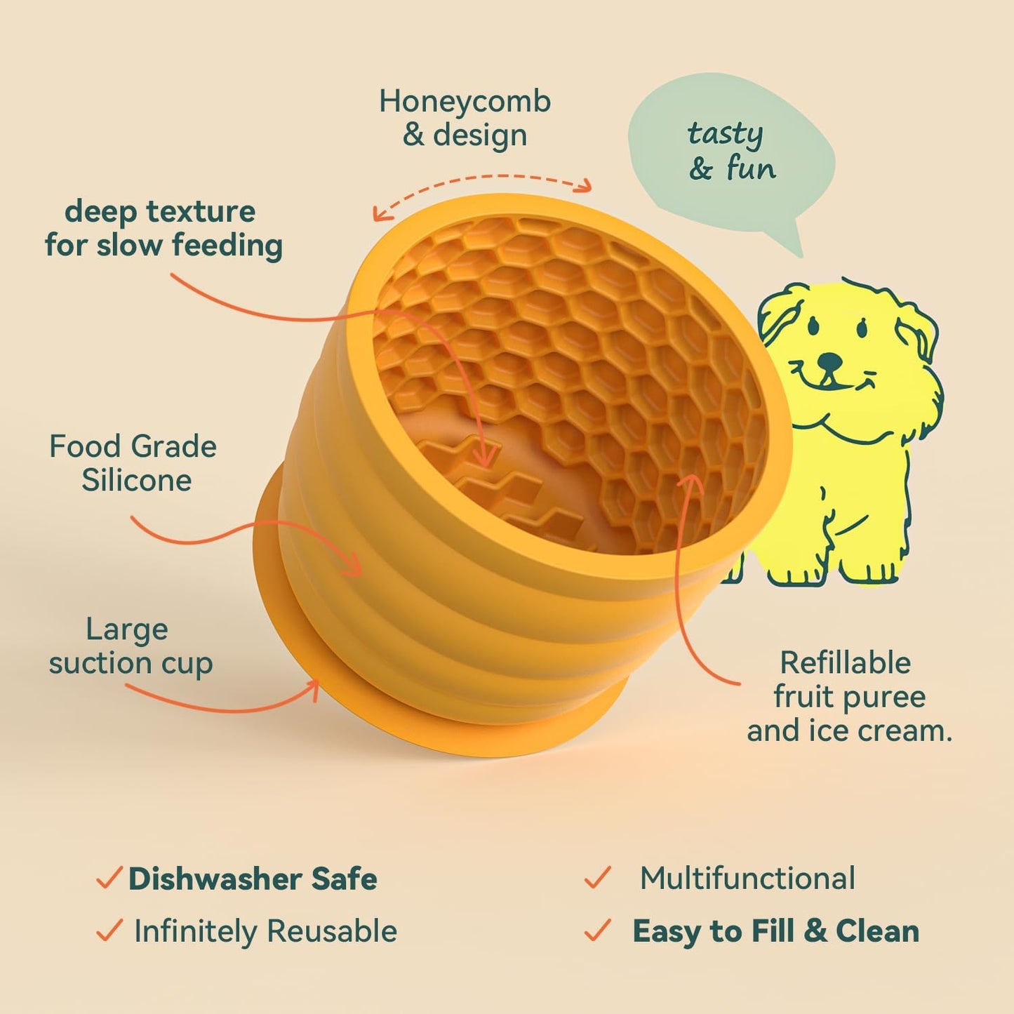 Slow Feeder Bowl for Dog, Silicone Dog Lick Bowl for Fast Eater,Anxiety Relief Dog Feeding Bowls,Non-Slip Anti-Choking Interactive Slow Eating Dog Lick Mat for Small Medium Large Breed Dog Cat