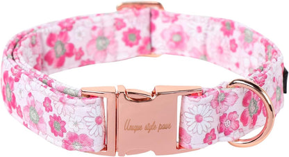 Unique Style Paws Summer Dog Collar, Cute Girl Dog Collar with Flower Pattern, Comfy&Breathable Puppy Collar for Dog,Cats Gifts