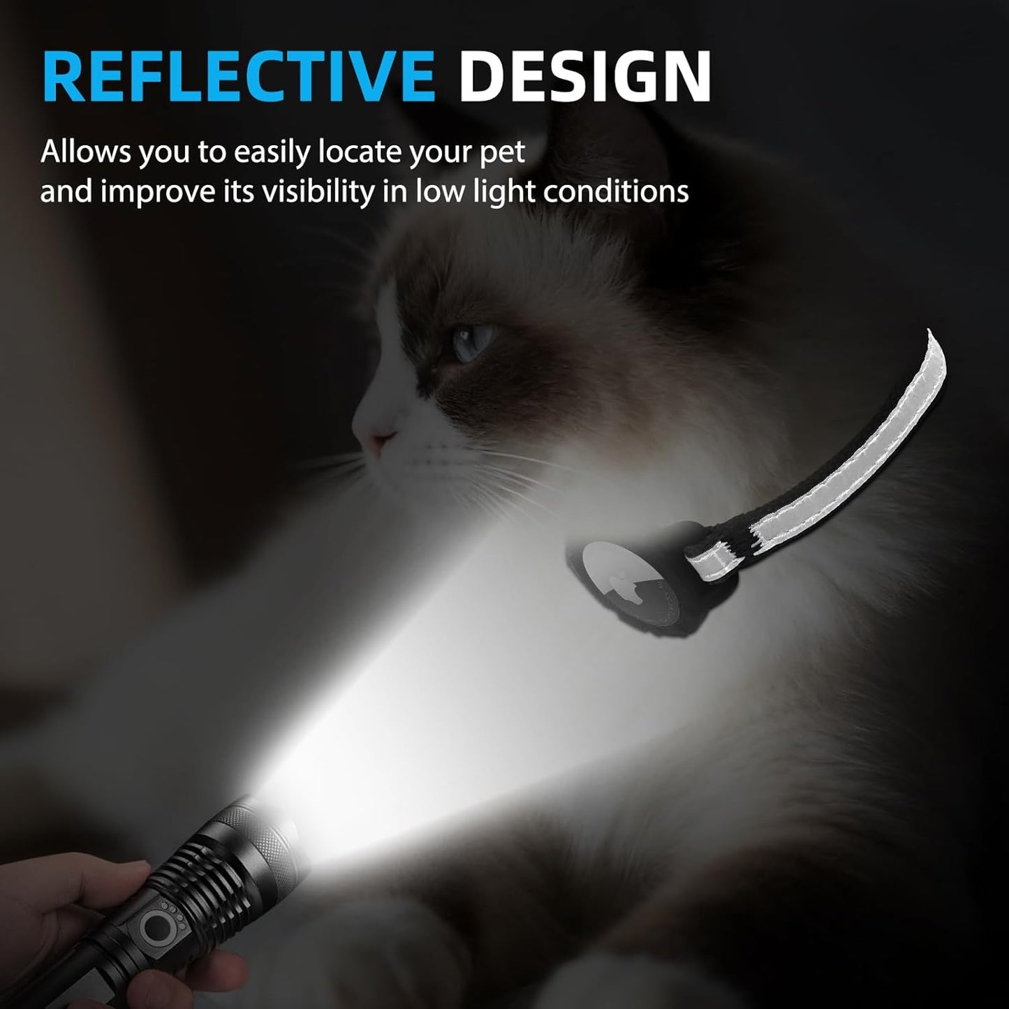 Airtag Cat Collar Breakaway with QR Code Name Tag, Reflective cat Collar airtag Holder with Bell, Cat ID Tag Personalized, Ultra-Durable, Adjustable, Quick Release, Fits Small Large Cats, Black