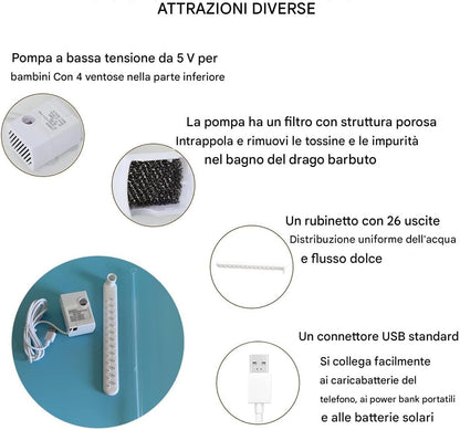 Bath Dragon Bearded, Dragon Beard Shower - Bearded Dragons Shower Cleaning Tools | Pet Supplies, Electric Shower 360 Rotation for Small Animals