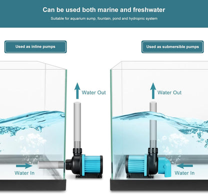 660GPH Aquarium Return pump with LCD display controller, DC 24V 25W aquarium pump for saltwater freshwater aquarium,fish tank,sump,20 speeds ECO Quiet Submersible and inline pump