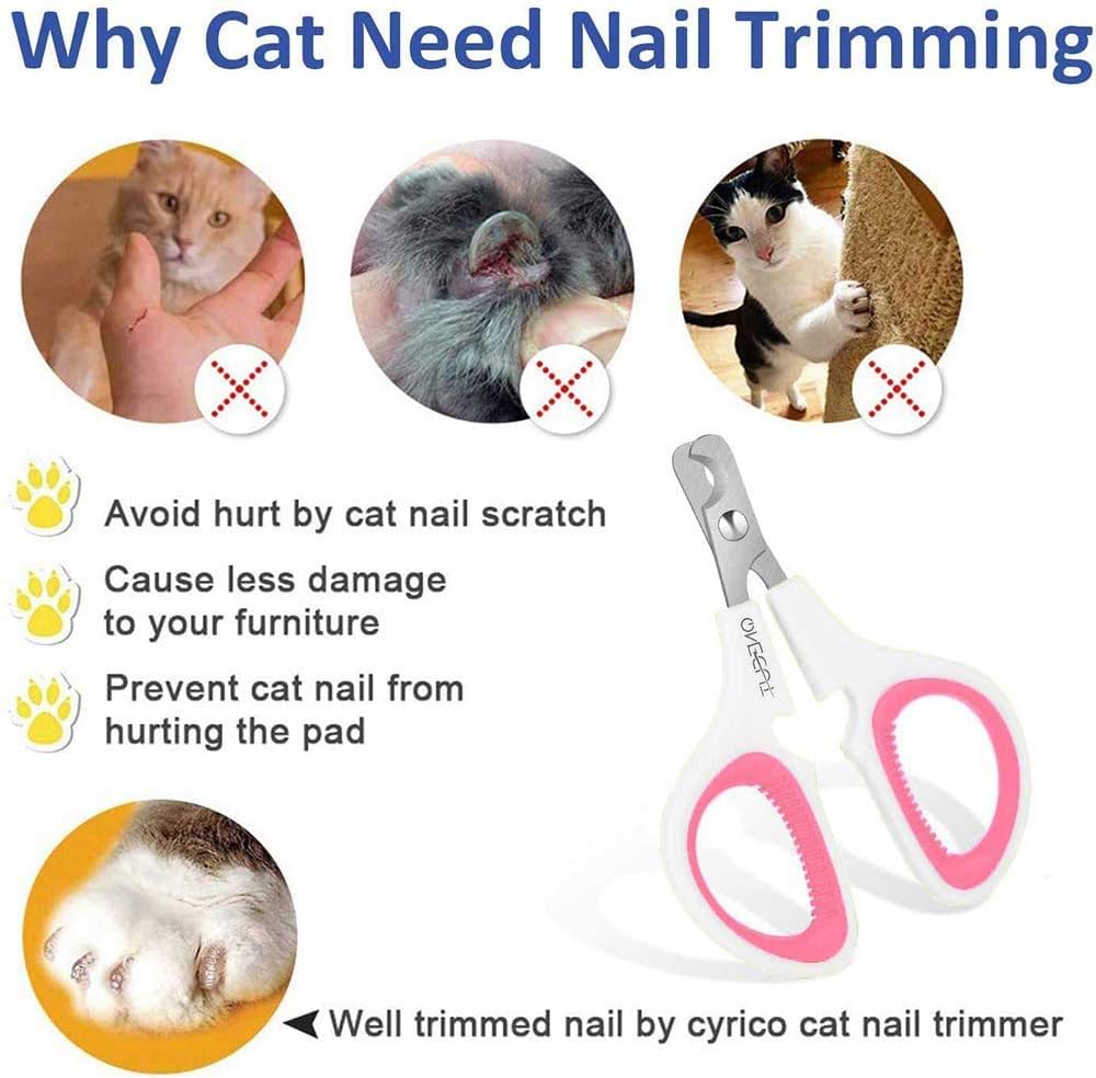 OneCut Pet Nail Clippers, Update Version Cat & Kitten Claw Nail Clippers for Trimming, Professional Pet Nail Clippers Best for a Cat, Puppy,Rabbit, Kitten & Small Dog,Sharp & Safe (Pink)