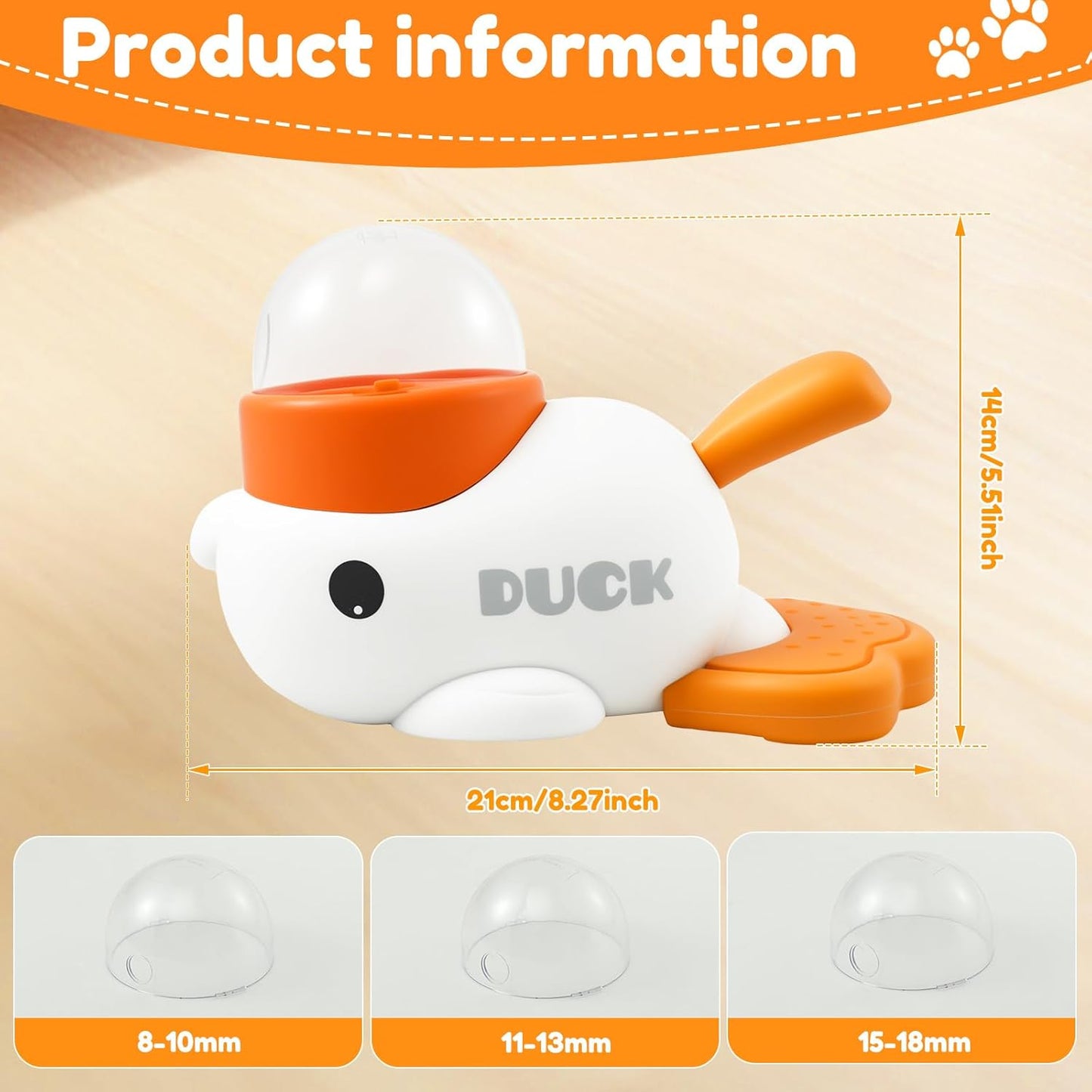 2-in-1 Dog Interactive Slow Feeder & Food Puzzle Toy, Automatic Dog Feeder Toy for Mental Stimulation & Healthy Eating, Stable Duck-Shaped Treat Dispenser for Healthy Eating & IQ Training