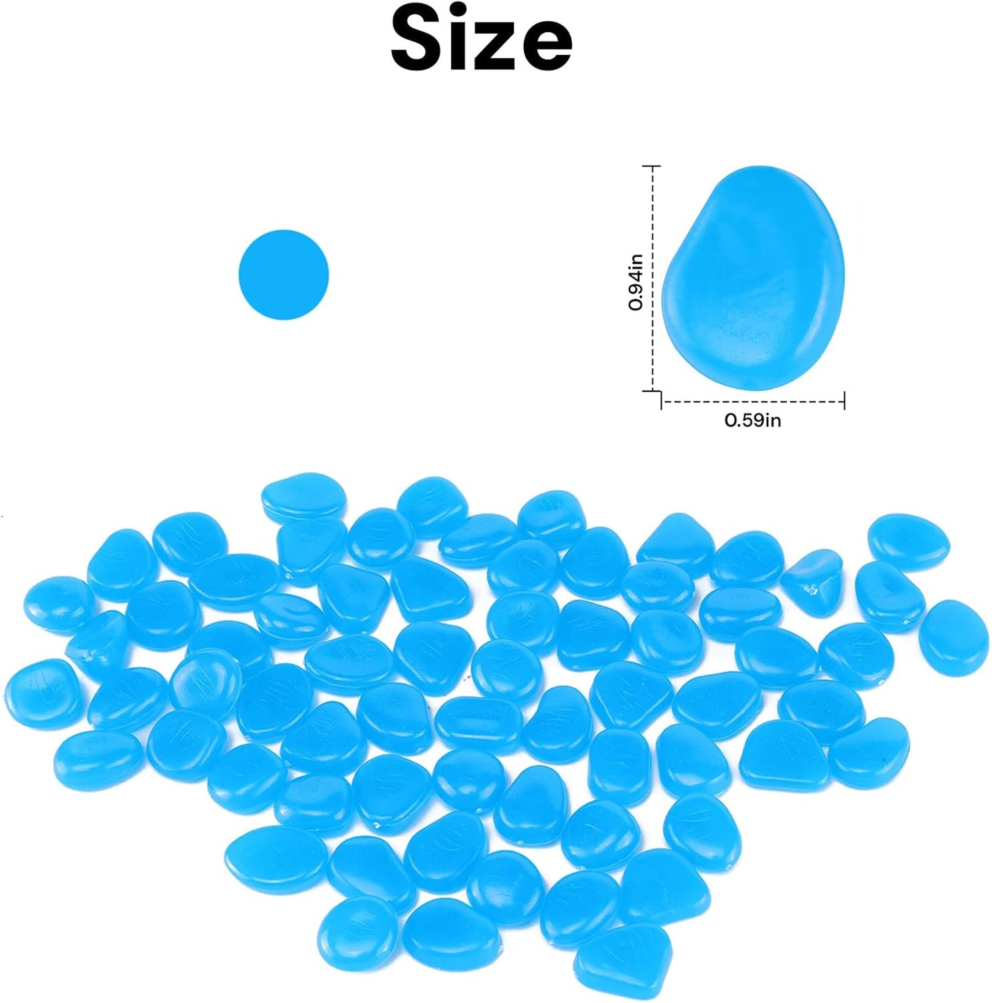 Oubest Fish Tank Rocks Glow in The Dark Pebbles for Garden Aquarium Plant PotsBonsai Walkway Driveway 100pcs Blue