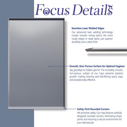 Stainless Steel Dog Crate Tray 35" - Heavy Duty Metal Crate Pan Replacement - Indestructible & Chew Proof Dog Kennel Tray Replacement - Laser Welded Leak-Proof Metal Tray for Dog Crate