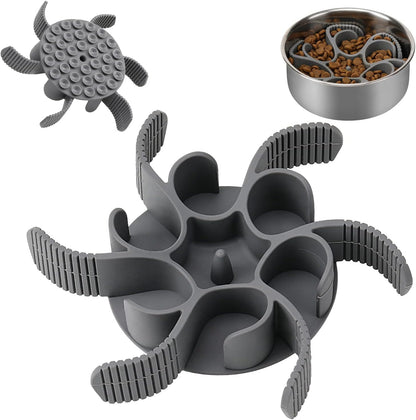 Dog Slow Feeder Bowls Silicone Spiral Pet Food Feeder Insert to Slow Down Eating for Large Medium Small Breed Dogs Perfect with Stainless Steel Glass Ceramic Pet Bowls (Grey)