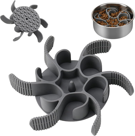 Dog Slow Feeder Bowls Silicone Spiral Pet Food Feeder Insert to Slow Down Eating for Large Medium Small Breed Dogs Perfect with Stainless Steel Glass Ceramic Pet Bowls (Grey)