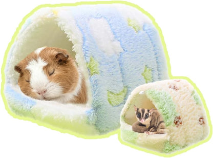 Meow&Woof Hamster Bed, 2 Pack Guinea Pig Houses, Washable Small Animal Beds, Fleece Sugar Glider House, Hedgehog Cage Accessories, Hideaway for Hedgehog Chinchilla Rat