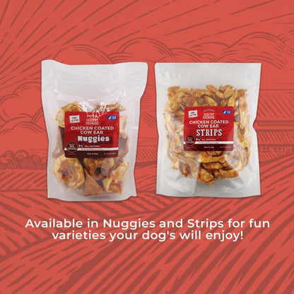 Chicken Coated Cow Ear Nuggies - Treats for Dogs - 1 Pound Bag