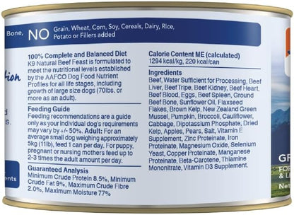 K9 Natural - BPA & Gelatin Free Canned Dog Food - Beef, 6oz (12 Pack) & Grain Free Freeze Dried Dog Food - Beef, 4lb