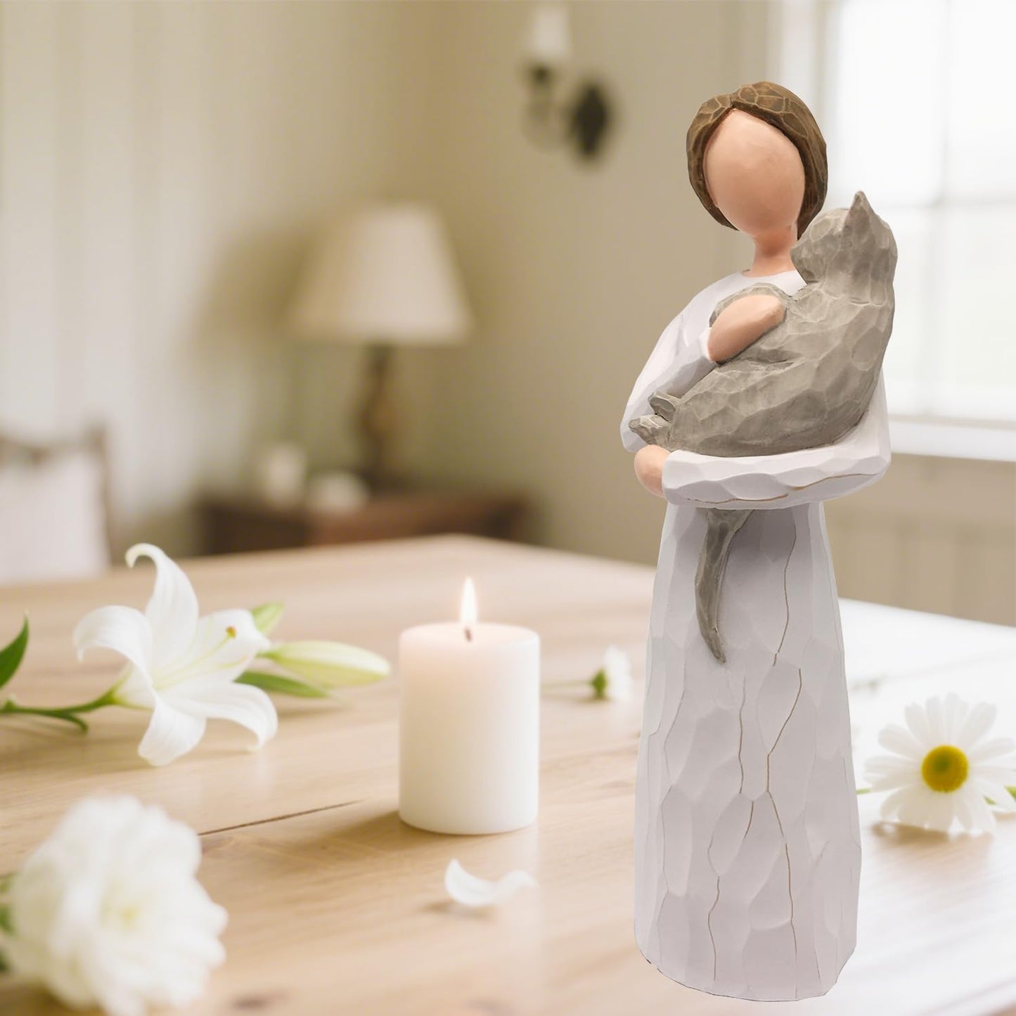 FRUMOASA Cat Memorial Gifts, Loss of Cat Sympathy Gifts for Cat Mom, Pet Cat Remembrance Gifts, Collectible Hand-Painted Cat Angel Figurine Statue for Cat Lovers in Memory of Passing Away Cat