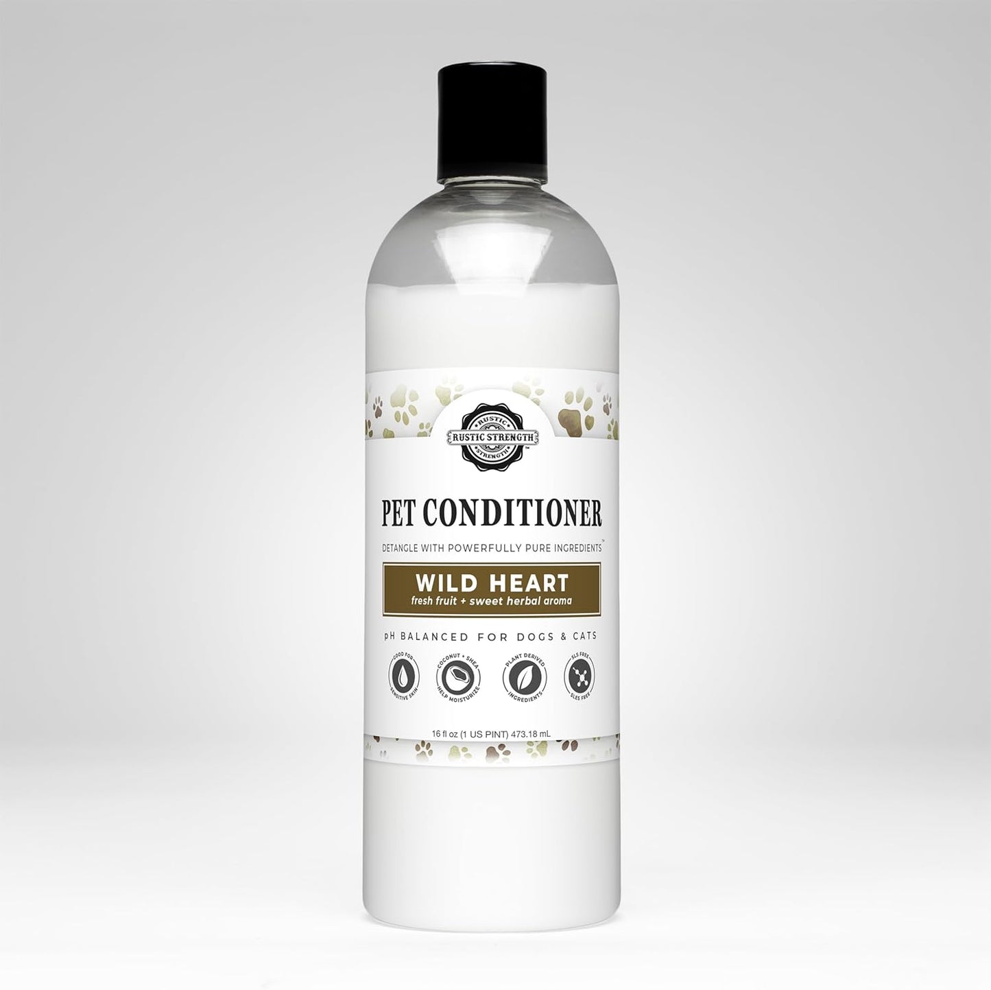 Rustic Strength Detangling and Softening Pet Conditioner for Dogs and Cats, Wild Heart 16 0z