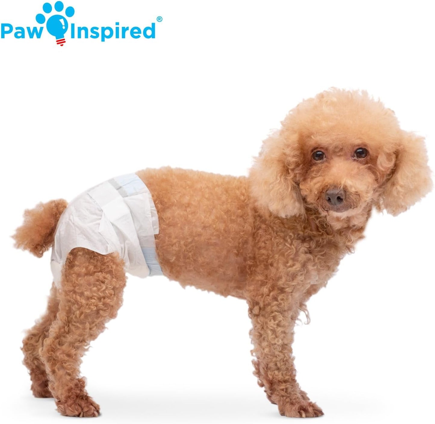 Paw Inspired 32ct Disposable Dog Diapers | Female Dog Diapers Ultra Protection | Diapers for Dogs in Heat, Excitable Urination, or Incontinence (Small)