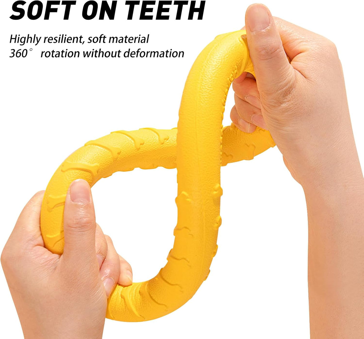 WishLotus Dog Ring Toy and Flying Disc, Interactive Floating Dog Toys Set for Outdoor, Training and Teeth Cleaning Chewers Fetch Toys for Large Dogs (Yellow)