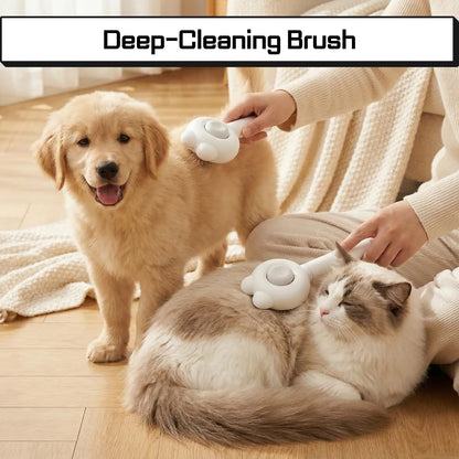 Dog & Cat Grooming Brush Set (2-Pack) Self-Cleaning Slicker Brush + Massage Shell Comb for Shedding, Detangling, and Removing Undercoat Skin-Friendly Pet Grooming Tools for Short,Long Hair