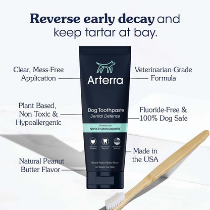 Remineralizing Dog Toothpaste – Vet-Grade, with Nano-Hydroxyapatite, Reverses Early-Stage Decay, Cleans Teeth, Reduces Tartar, Freshens Breath by Arterra Pet Science, Plant-Based, Natural Flavor, 3oz
