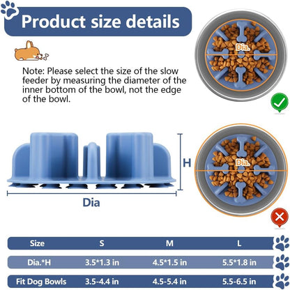 Soft Silicone Anti-Choking Puzzle Slow Down Eating Feeder Insert, Compatible with Regular Elevated Dog Bowls Slow2.0