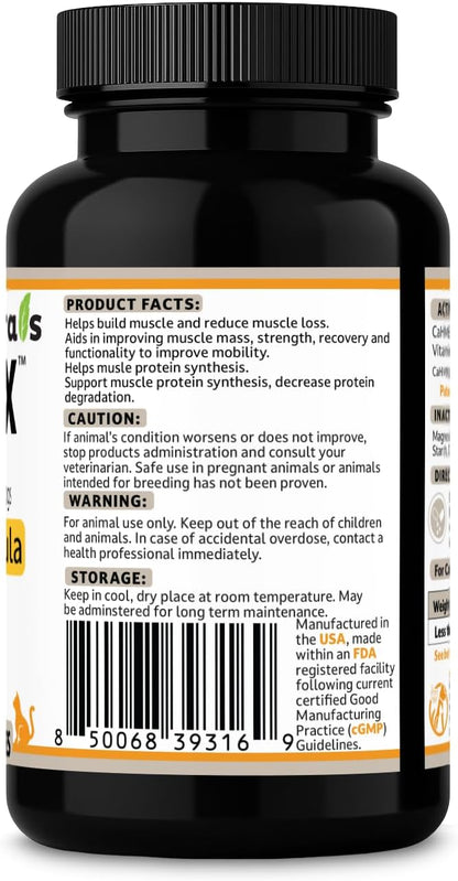 MuscleX™ Canine Muscle Formula Cats & Small Dogs with 300 mg CaHMB & Vitamin D3 - Natural Muscl Building formula - Helps Reduce Muscle Loss Due to Normal Aging & Improves Recovery from Injury(90 Caps)
