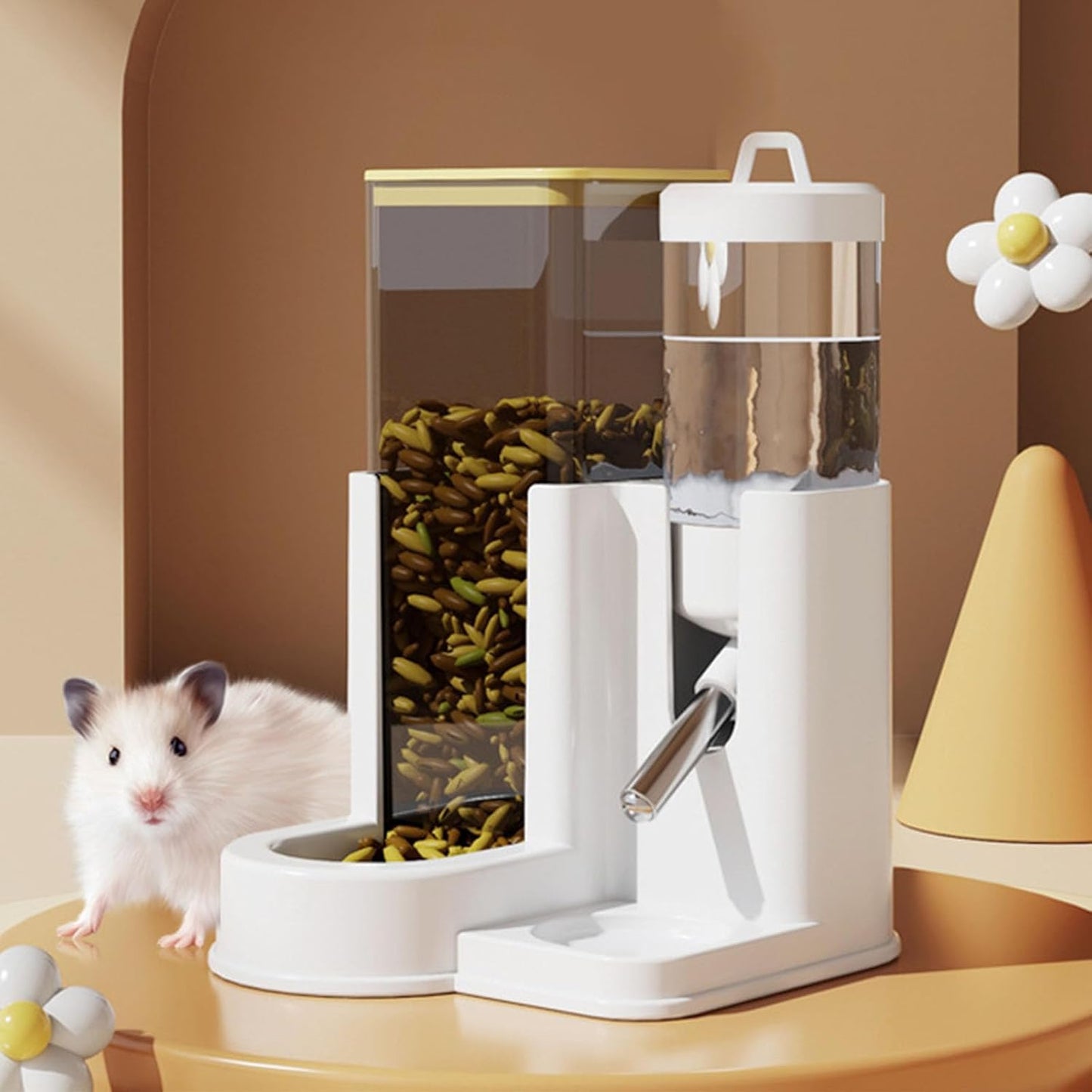 Transparency Automatic Hamster Feeder Water Dispenser Food and Water for Small Animal Easy Designs Hamster for Home Use