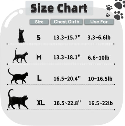 Cat Chest Straps and Belts, Anti-Escape Adjustable Soft net cat Belts, Easy to Control, Breathable, Chest Straps Set for All Types of cat Vests，XL