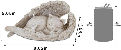 Cat Angel Memorial Statue Commemorates Our Lost Fur Baby,Cat Figurines is Placed in The Outdoor Garden or Tombstone,cat Statue Resin
