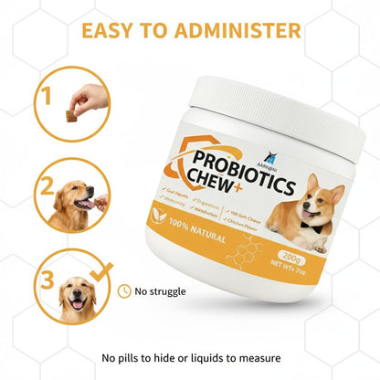Aarkani Probiotics Chew+ – Natural Digestive & Immune Support for Dogs | 100 Soft Chicken-Flavored Chews