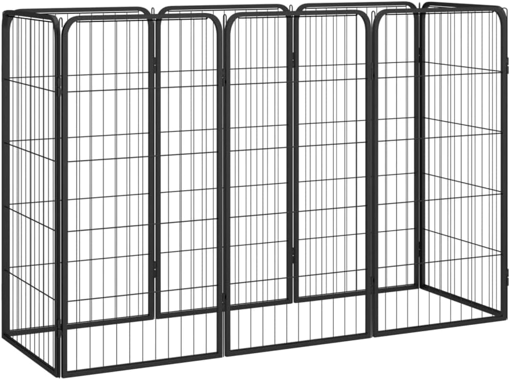 LUMILAND Durable 8-Panel Dog Playpen for Safe Exercise Space, Powder-Coated Steel, Black, 19.7" x 39.4" Panels