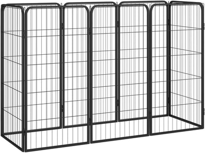 LUMILAND Durable 8-Panel Dog Playpen for Safe Exercise Space, Powder-Coated Steel, Black, 19.7" x 39.4" Panels