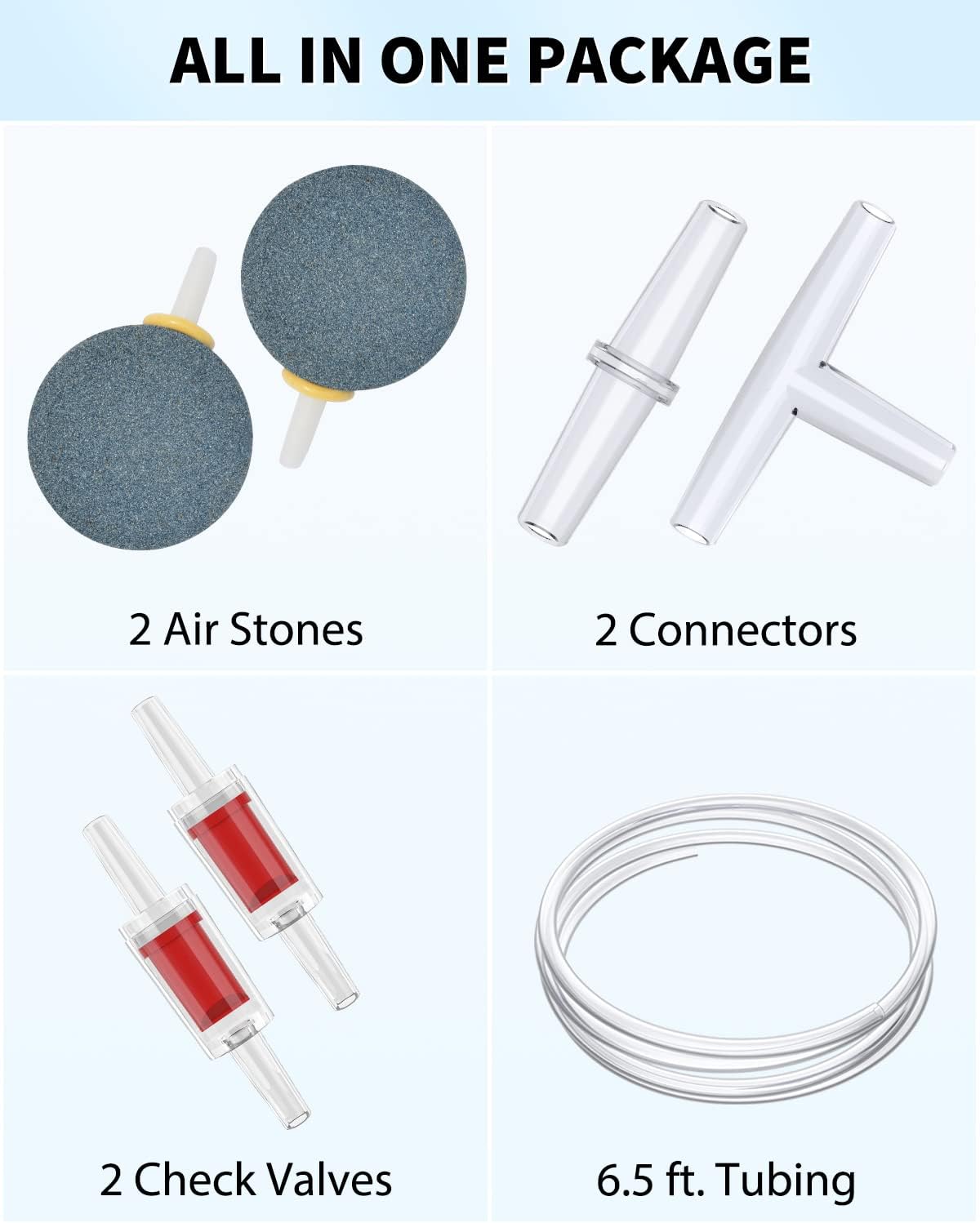 Uniclife Aquarium Air Pump Dual Outlet Fish Tank Aerator with Accessories for 5-200 Gallon Tank