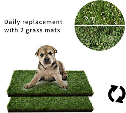 Dog Grass Pad with Foldable Dog Litter Box, Small Liner Base (23”×15”) for Balcony, 2 Artficial Grass Pee Pads for Dogs, Pee Pad Holder, Potty Training