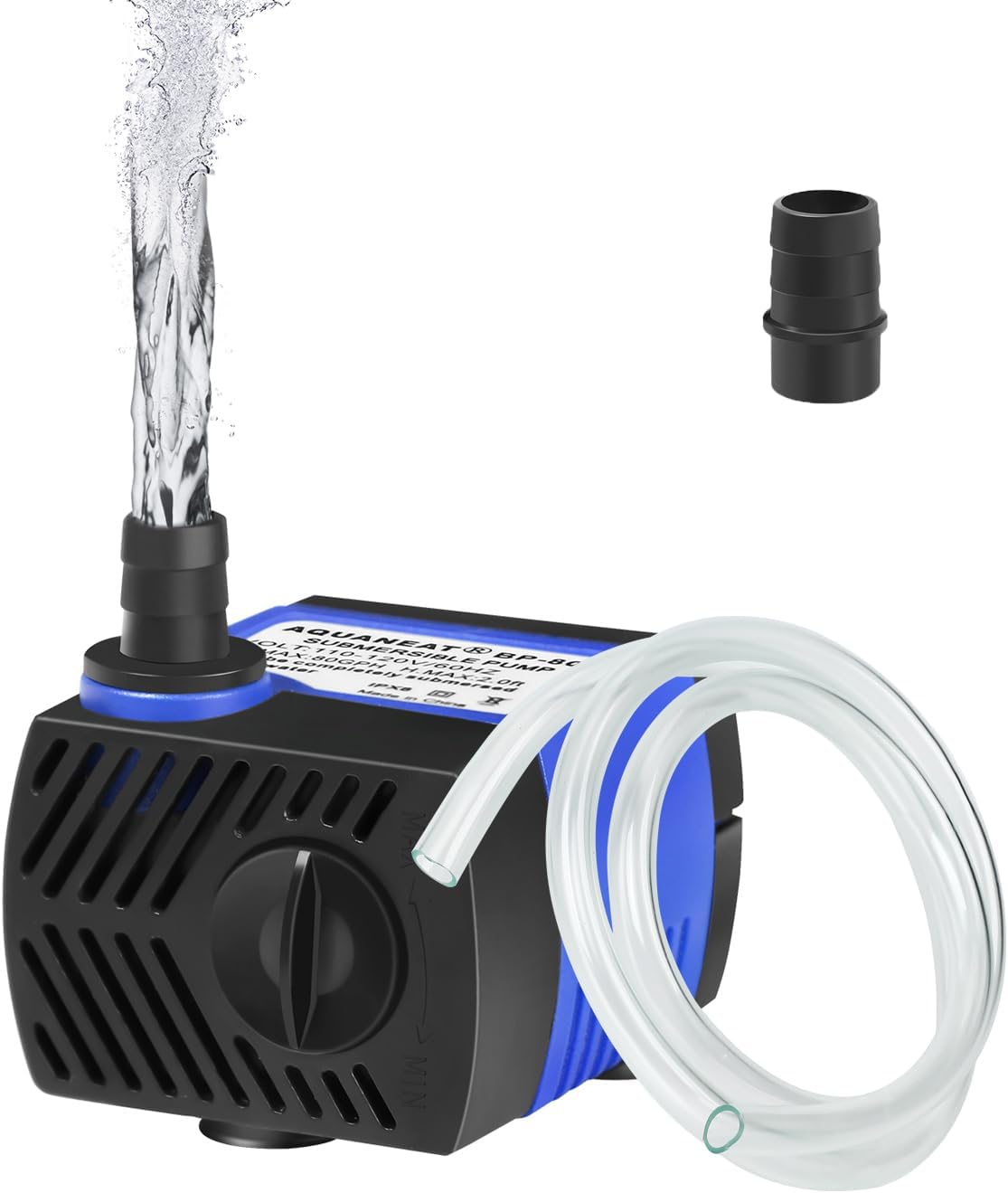 AQUANEAT Small Fountain Pump, 80 GPH Mini Submersible Water Pump with 3.3 ft Tubing, for Aquarium Fish Tank, Pet Water Fountain, Hydroponics, Pond Waterfall Filter Pump