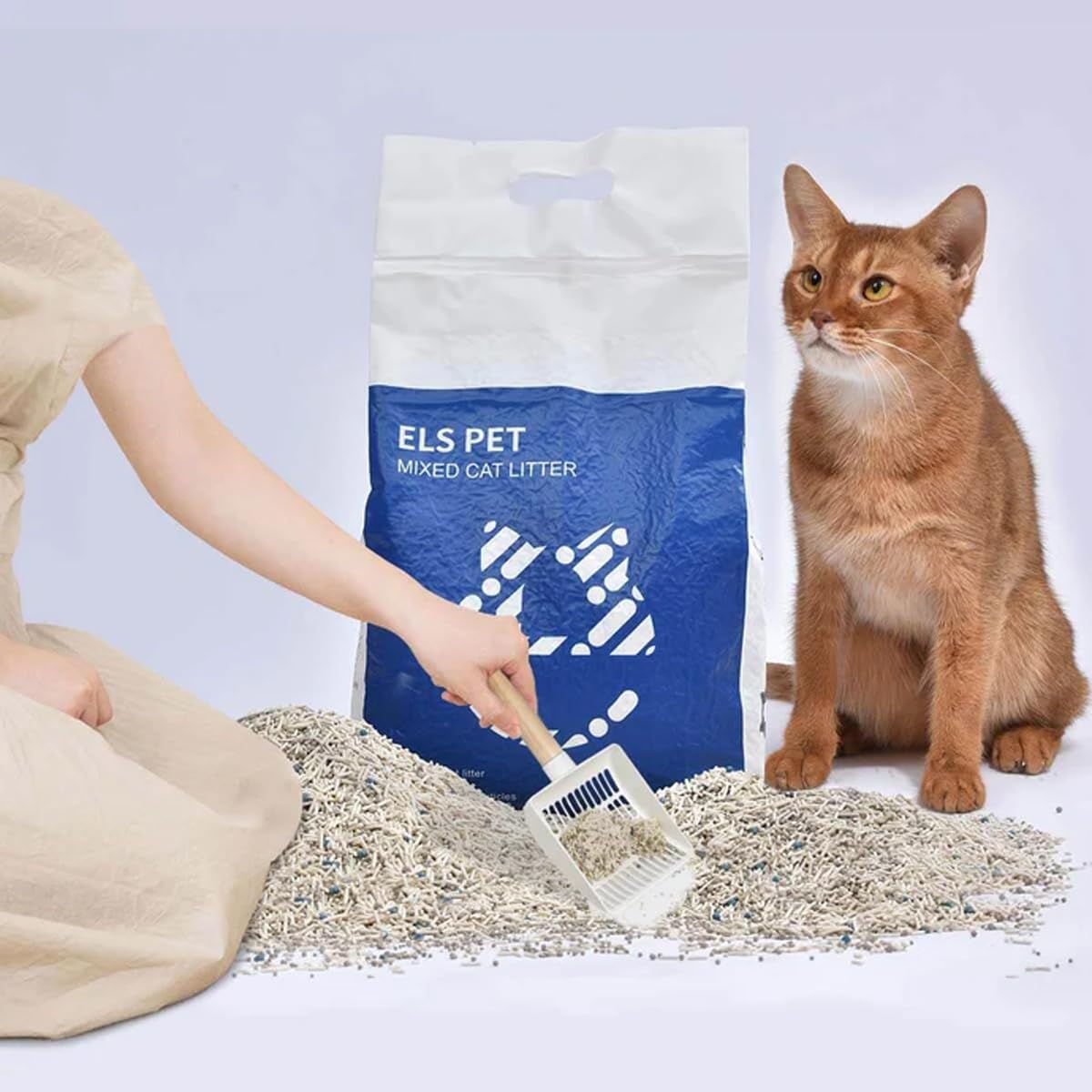 2PCS 3 in 1 Mixed Cat Litter，Strong Clumping Cat Litters,Odor Control and Unscented Ultra Absorbent Water Flushable Bentonite Tofu Cat Litter,Dust-Free,5.5 lbs/Bag
